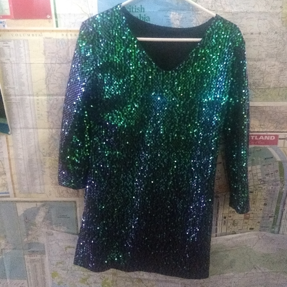 Green sequin dress